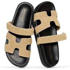 imageProject Cloud 100 Genuine Leather Sandals for Women Footwear  Stylish Womens Sandals with Plush amp Soft Insole  NonSlip and WaterResistant Beach Sandals Slides for Women MayvyBeige Leather