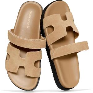 imageProject Cloud 100 Genuine Leather Sandals for Women Footwear  Stylish Womens Sandals with Plush amp Soft Insole  NonSlip and WaterResistant Beach Sandals Slides for Women MayvyBeige Sable