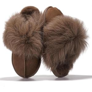 imageProject Cloud 100 Genuine Leather Slippers for Women Footwear with Genuine Fur Lining Womens Clogs amp Mule  NonSlip IndoorOutdoor Scuff Womens Slippers with Memory Foam InsoleScuff Furtaupe