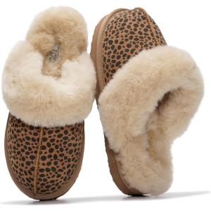 imageProject Cloud 100 Genuine Leather Slippers for Women Footwear with Genuine Fur Lining Womens Clogs amp Mule  NonSlip IndoorOutdoor Scuff Womens Slippers with Memory Foam InsoleDark Brown Leopard Suede