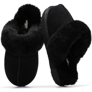 imageProject Cloud 100 Genuine Leather Slippers for Women Footwear with Genuine Fur Lining Womens Clogs amp Mule  NonSlip IndoorOutdoor Scuff Womens Slippers with Memory Foam InsoleBlack