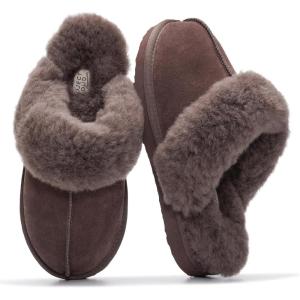 imageProject Cloud 100 Genuine Leather Slippers for Women Footwear with Genuine Fur Lining Womens Clogs amp Mule  NonSlip IndoorOutdoor Scuff Womens Slippers with Memory Foam InsoleChocolate Brown