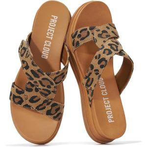 imageProject Cloud 100 Genuine Leather Womens Sandals  Easy Slip On Sandals for Women 2026 with Plush Cushioned Insole  Lightweight amp Non Slip Womens Slides for Women Footwear NinaLeopard