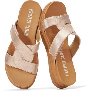 imageProject Cloud 100 Genuine Leather Womens Sandals  Easy Slip On Sandals for Women 2026 with Plush Cushioned Insole  Lightweight amp Non Slip Womens Slides for Women Footwear NinaRosegold