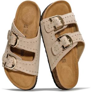 imageProject Cloud 100 Genuine Leather Womens Sandals  Lightweight Sandals for Women 2026 with Memory Foam Insole amp Natural Cork Footbed Beach Essentials Slides for Women Footwear Venita StudSand