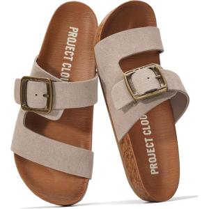 imageProject Cloud 100 Genuine Leather Womens Sandals  Plush Insole Sandals for Women 2026  Lightweight amp Non Slip Slides amp Women Footwear with Buckle BalancedBirch Suede