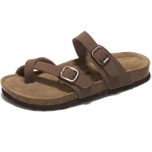 imageProject Cloud 100 Genuine Leather Womens Sandals Lightweight Womens Slides Memory Foam Insole amp Cork Footbed Sandals Women  NonSlip Beach Essentials Summer Sandals for Women 2026 LianTan