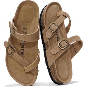 imageProject Cloud 100 Genuine Leather Womens Sandals Lightweight Womens Slides Memory Foam Insole amp Cork Footbed Sandals Women  NonSlip Beach Essentials Summer Sandals for Women 2026 LianChestnut