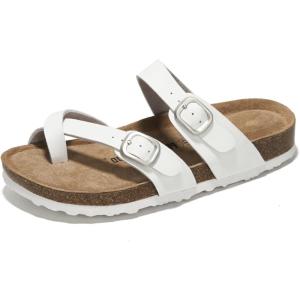 imageProject Cloud 100 Genuine Leather Womens Sandals Lightweight Womens Slides Memory Foam Insole amp Cork Footbed Sandals Women  NonSlip Beach Essentials Summer Sandals for Women 2026 LianWhite