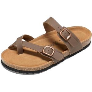 imageProject Cloud 100 Genuine Leather Womens Sandals Lightweight Womens Slides Memory Foam Insole amp Cork Footbed Sandals Women  NonSlip Beach Essentials Summer Sandals for Women 2026 LianMocha Leather