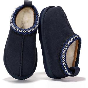 imageProject Cloud 100 Genuine Leather amp Australian Shearling Slippers for Kids  Memory Foam Fuzzy amp NonSlip Fluffy Slippers Girls Footwear amp Boys Footwear Kids Unisex ShoesNavy Suede