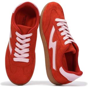 imageProject Cloud Fashion Sneakers for Women 2026  LaceUp Shoes Trendy Women Sneakers with Memory Foam Insole Womens Fashion Sneakers NonSlip Womens Shoes IritaRed Microsuede