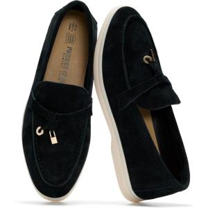 imageProject Cloud Genuine Leather Womens Shoes  Lightweight Moccasins Penny Loafers for Women with Memory Foam and Leather Insole  NonSlip Casual Womens Slip on Shoes for Women IrisBlack Suede