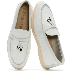 imageProject Cloud Genuine Leather Womens Shoes  Lightweight Moccasins Penny Loafers for Women with Memory Foam and Leather Insole  NonSlip Casual Womens Slip on Shoes for Women IrisLight Grey Suede