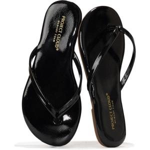 imageProject Cloud Kids Sandals For Girls Footwear with Memory Foam Insole Kids Flip Flops  Lightweight amp Slip Resistant Girls Sandals Summer Beach Essentials 2026 Little FoundationsBlack Patent