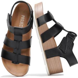 imageProject Cloud Platform Sandals Women  Comfortable Plush amp Soft Insole Ladies Wedges  Non Slip amp Lightweight Strap Wedge Sandals for Women 2026 PhasedBlack