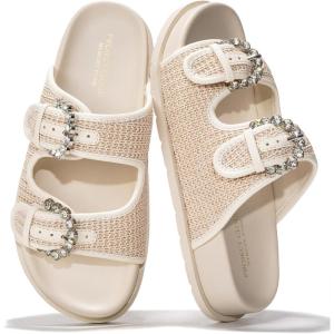 imageProject Cloud Platform Summer Sandals for Women 2026  Comfortable and Adjustable Straps Summer Slides  NonSlip Casual Womens SandalsSharl 2  Offwhite Raffia