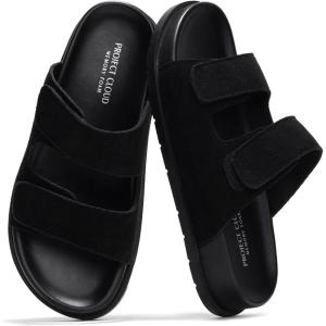 imageProject Cloud Platform Summer Sandals for Women 2026  Comfortable and Adjustable Straps Summer Slides  NonSlip Casual Womens SandalsSleek Black Suede