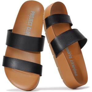 imageProject Cloud Sandals Women with Lightweight Plush amp Soft Insole TwoStrap amp NonSlip Womens Slide  Summer Sandals for Women 2026 HilltopBlack