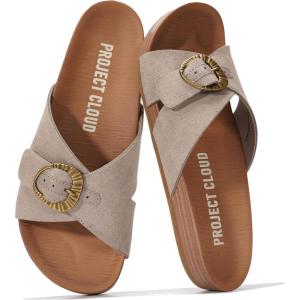 imageProject Cloud Womens Sandals  Adjustable Buckle Sandals for Women 2026 with Plush Insole  Lightweight amp Non Slip Slides for Women Footwear BeamingBirch Suede