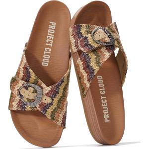 imageProject Cloud Womens Sandals  Adjustable Buckle Sandals for Women 2026 with Plush Insole  Lightweight amp Non Slip Slides for Women Footwear BeamingBrown Raffia