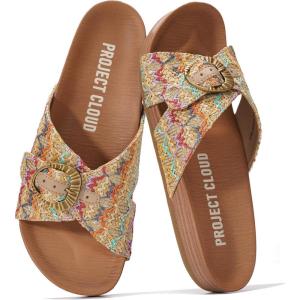 imageProject Cloud Womens Sandals  Adjustable Buckle Sandals for Women 2026 with Plush Insole  Lightweight amp Non Slip Slides for Women Footwear BeamingGold Raffia