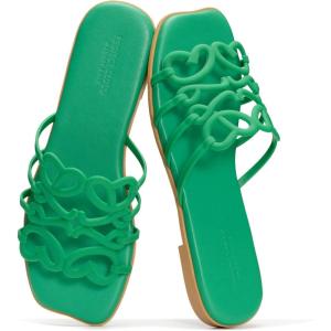 imageProject Cloud Womens Sandals with Memory Foam  Eco Crafted Leather Sandals for Women 2026  Flats  Non Slip amp Comfortable Sandals Women LisaEmerald Green